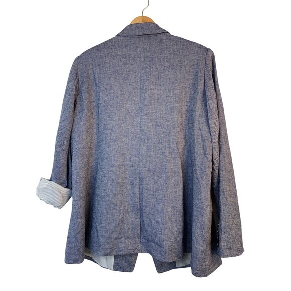 Lane Bryant Womens Blue Linen Blend Blazer Size 24W Plus Cuffable NWT 8697 - Picture 5 of 12